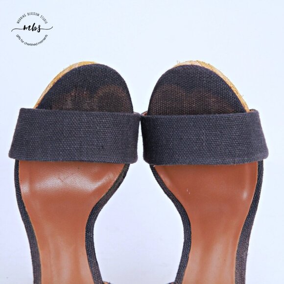 Tory Burch Amina Ankle Strap Platform Heeled Sandals Navy Tab Women 6 - Picture 10 of 13